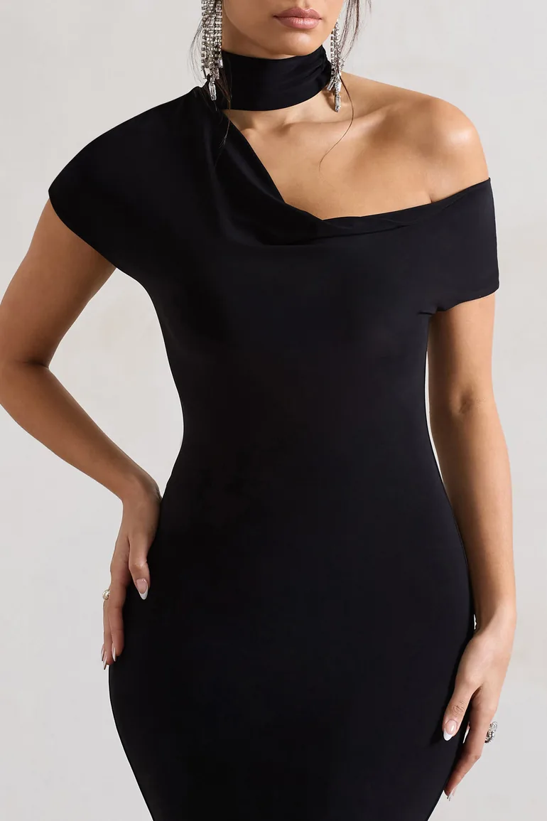margaux black one shoulder maxi dress Lulus + Margaux Black One-Shoulder Maxi Dress