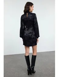 Black Animal A-Line Mini Woven Dress - 3