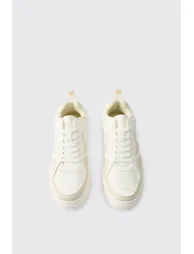 PU Panel Detail Chunky Sole Trainer - white - 3