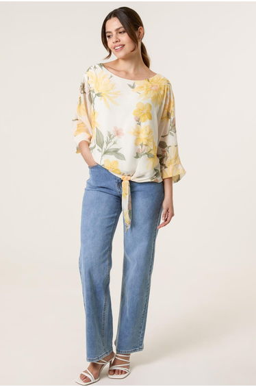 Floral Chiffon Batwing Blouse