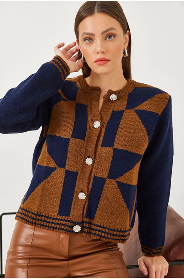 Women's Patterned Buttoned Knitwear Cardigan
