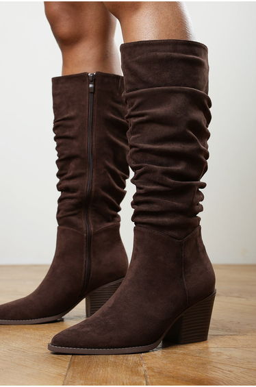 Drelia Ruched Western Knee High Boot