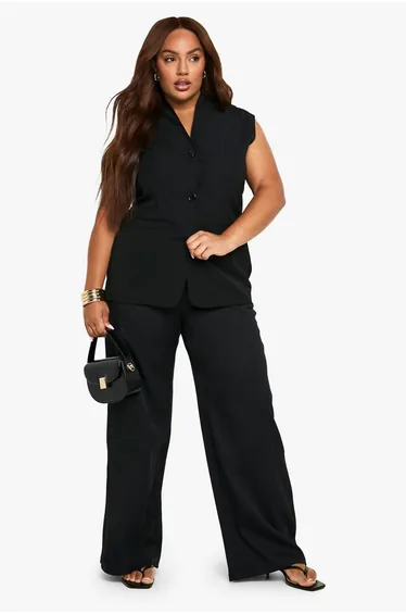 Plus Woven Tailored Wide Leg Trouser
