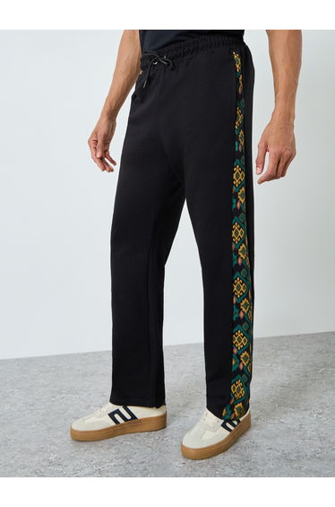 Men Black Printed Side Panel Joggers