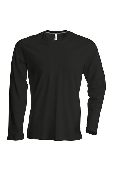 Kariban Mens Slim Fit Long Sleeve Crew Neck T-Shirt - Black
