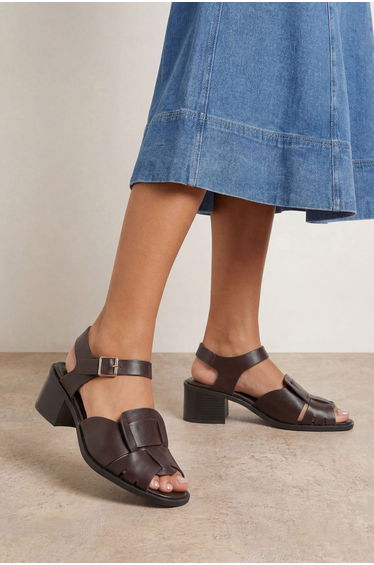 Ellie Faux Leather Block Heel Fishermen Sandals