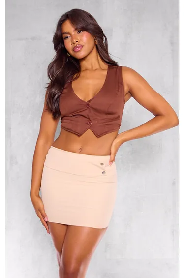 Stone Belt Detail Tailored Mini Skirt