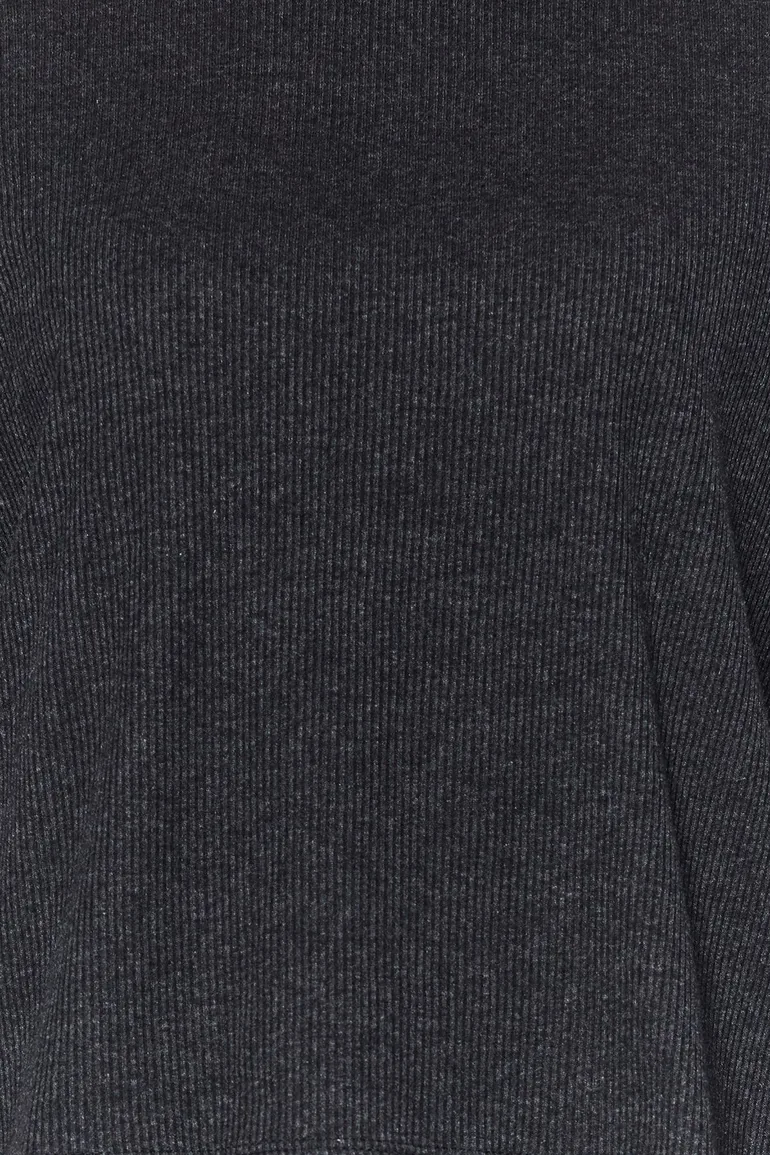Anthracite Corded Cotton T-shirt-Pants Knitted Pajama Set - 5