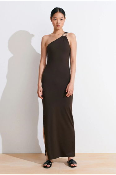 Dilvin Asymmetrical One-Sleeve Maxi Dress