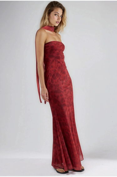 Strapless Flowering Bodycon Maxi Dress