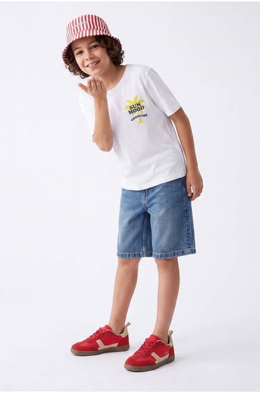 Ecru Boy's Plain Knitted T-Shirt