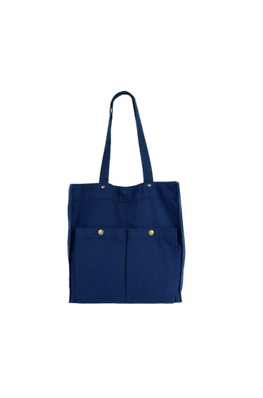 Kimood Washed Cotton Tote Bag - Washed Navy