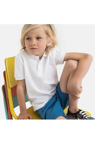 Organic Cotton Pique Polo Shirt with Short Sleeves