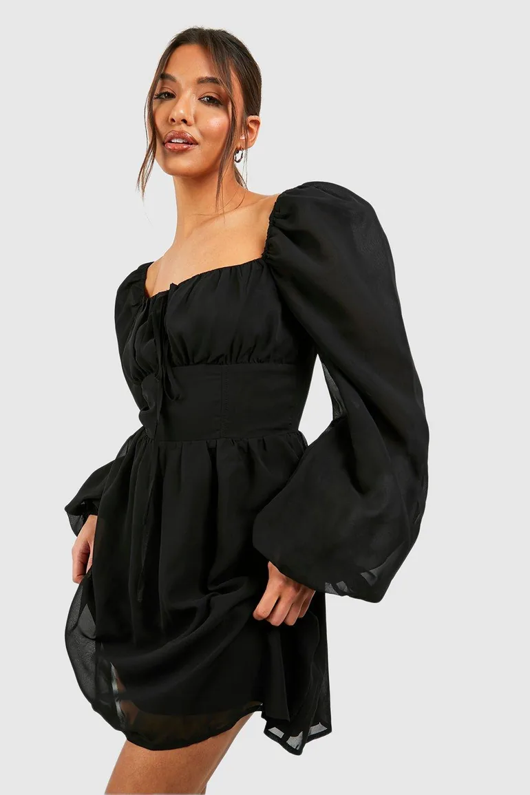black milkmaid dress mini Black Milkmaid Mini Dress main image 0