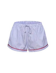 Blue Striped Contrast Piping Detail Shorts - 4