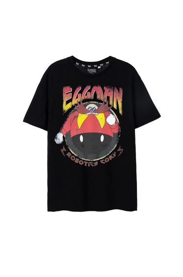 Sonic The Hedgehog Mens Doctor Eggman Short-Sleeved T-Shirt - Black