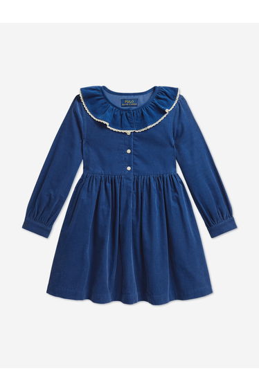 Ralph Lauren Girls Corduroy Shirt Dress in Blue