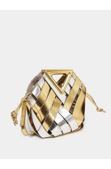 Metallic Woven Drawstring Handbag