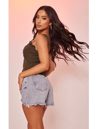 Petite Olive Lace Detail Corset Top - 1