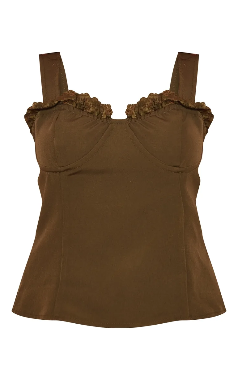 Petite Olive Lace Detail Corset Top - 4