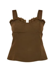 Petite Olive Lace Detail Corset Top - 4