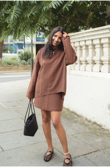 Linen Blend Chocolate Brown Top