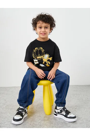 Boys Dark Blue Elastic Waistband Jogger Fit Jeans