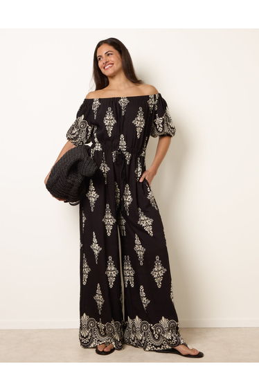 Printed Off Shoulder Jumpsuit