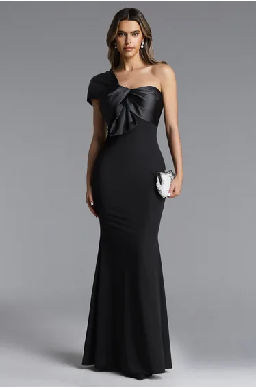 Milline Elegant Contour One Shoulder Twist Maxi Dress
