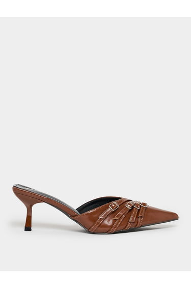 Buckle Strap Detail Pointed Toe Pumps