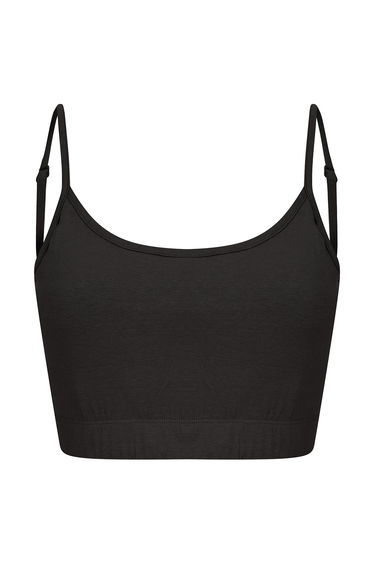 Skinni Fit Womens/Ladies Fashion Sustainable Adjustable Strap Crop Top - Black