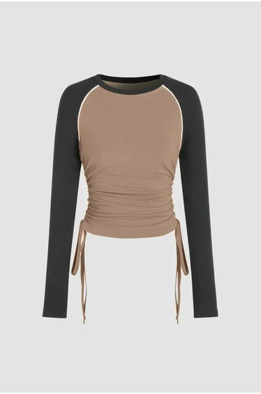 Color Blocked Crew Neck Top