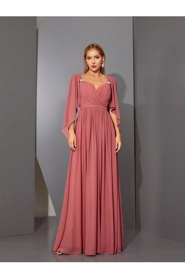 Leely Elegant Sweetheart Flounce Sleeve Party Dress