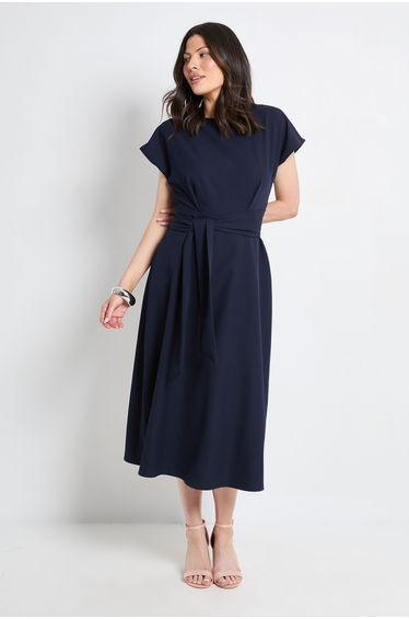 Formal Tie Waist Midi Dress