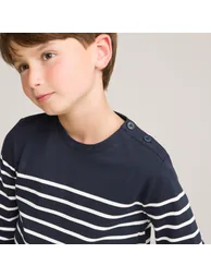 Striped Organic Cotton Jumper/Sweater in Fine Knit - 1