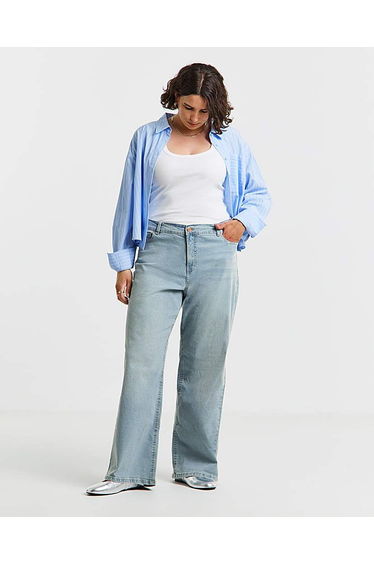 Simply Be 24/7 Wide Leg Jeans - Light