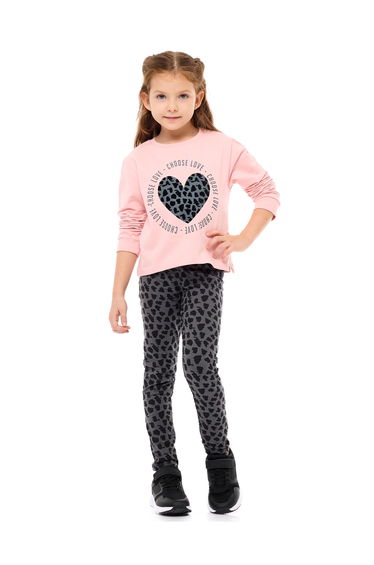 Girls Multi Heart Print Top and Leggings Set