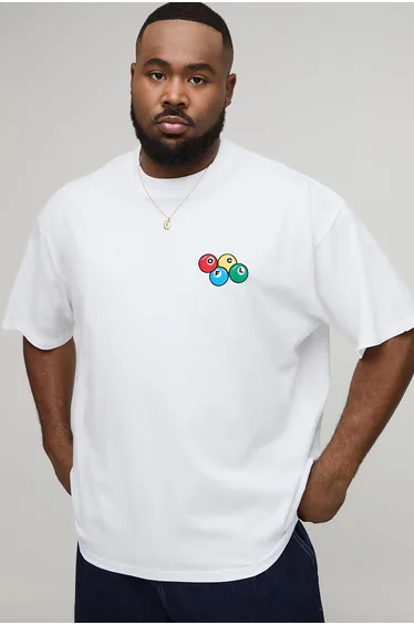 Plus Oversized Plus OFCL 8 Ball Embroidered T-shirt In White - white