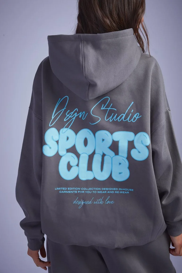 Dsgn Studio Sports Bubble Slogan Oversized Hoodie - 1