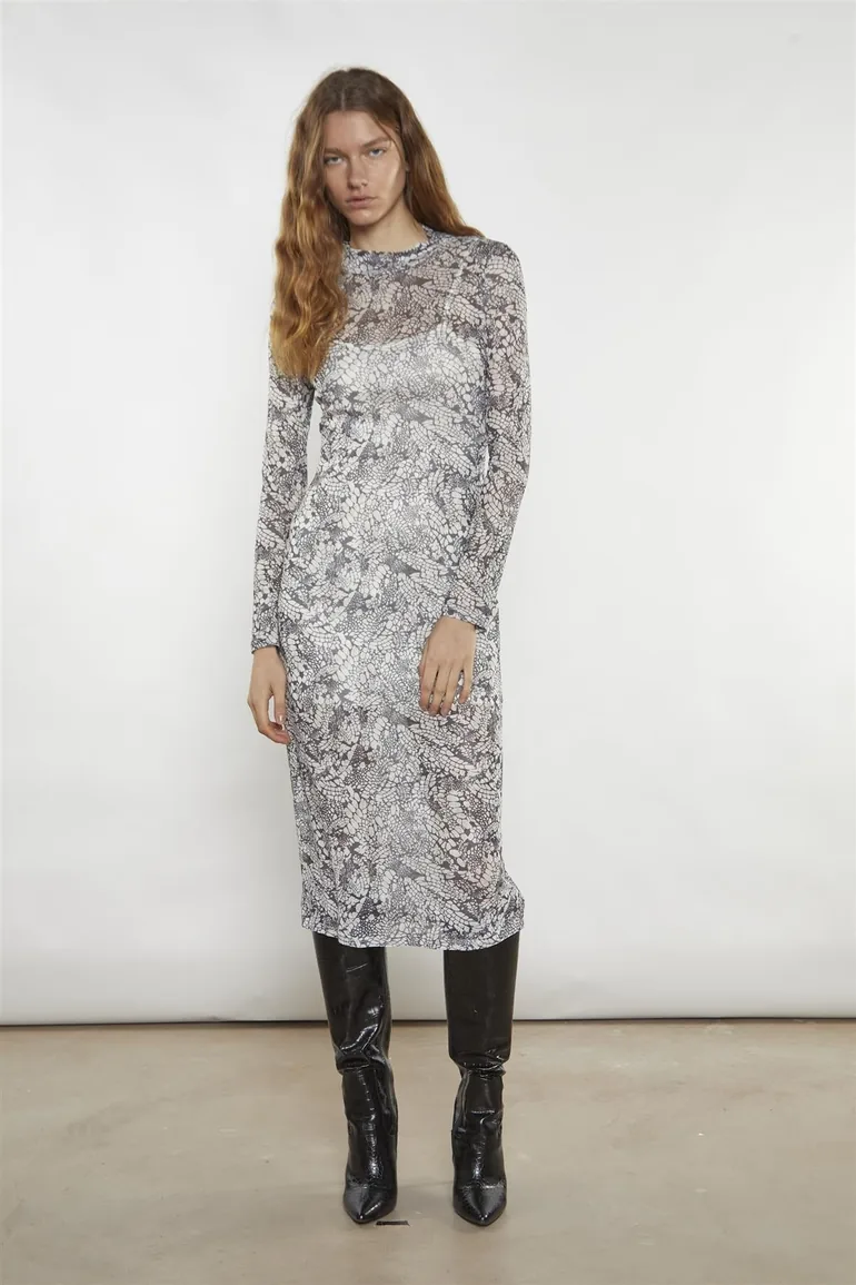 snakeskin midi bodycon dress Grey-Snakeskin Mesh-Bodycon Midi-Dress Glamorous Multicolour : Day Dresses  : VogaCloset Jordan