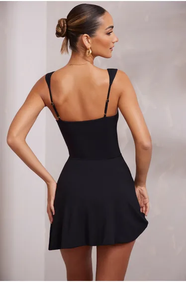 Sweetheart Neckline Mini Dress in Black