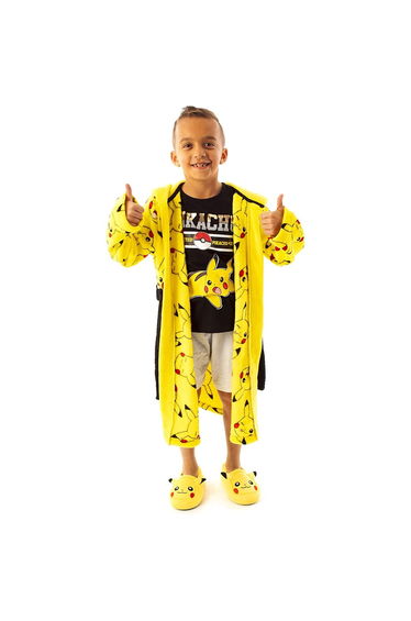 Pokemon Childrens/Kids Pikachu Faces Dressing Gown - Yellow