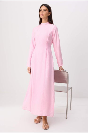 Pink Unlined Plain Weave Dress&Jumpsuit Modal Fabric Hijab Dress