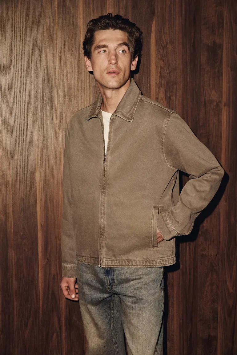 GRIMELANGE ARVID Men's Zip-Up Canvas Mink - Beige Jacket - 2