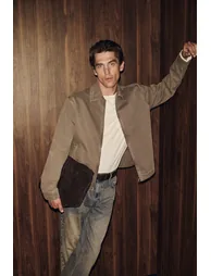 GRIMELANGE ARVID Men's Zip-Up Canvas Mink - Beige Jacket - 3