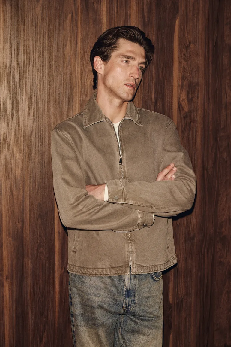 GRIMELANGE ARVID Men's Zip-Up Canvas Mink - Beige Jacket - 1