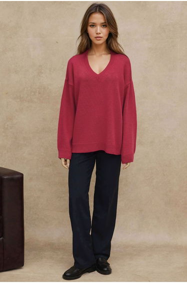 Thick Knit V-neck Sweater