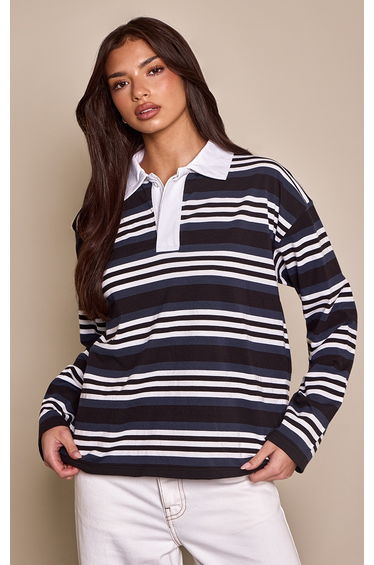 Black Striped Polo Tshirt