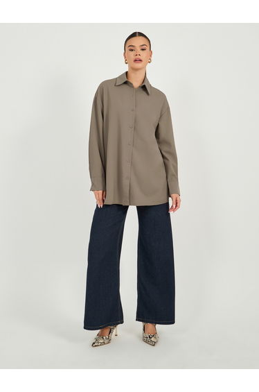 Oversized Drop Shoulder Shirt with Tie-Up Detail