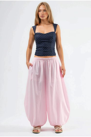 BUSEM Elastic Waist Balloon Pants with Pockets